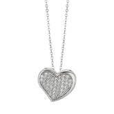 Silver Cz Pave Heart Necklace